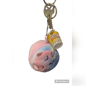 Mini Plush Cat Coin Wallet and Popcorn Keychain